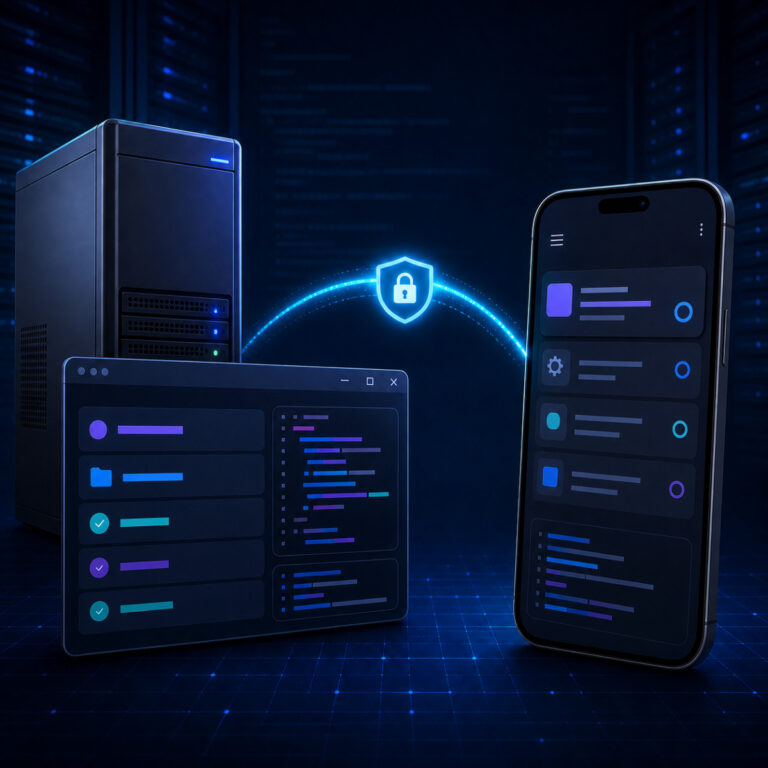 Windows Server desktop coding agent connected securely to a smartphone for Codex Remote control