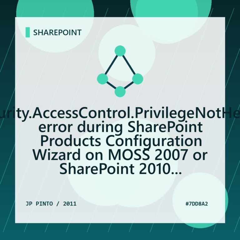 Featured image for System.Security.AccessControl.PrivilegeNotHeldException error during SharePoint Products Configuration Wizard on MOSS 2007 or SharePoint 2010