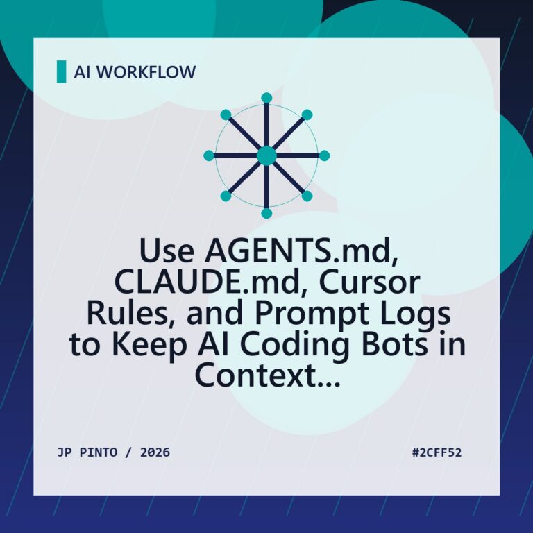 Featured image for Use AGENTS.md, CLAUDE.md, Cursor Rules, and Prompt Logs to Keep AI Coding Bots in Context