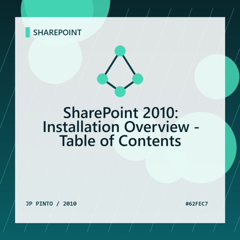 Featured image for SharePoint 2010: Installation Overview - Table of Contents